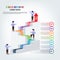 Infographics business template stairs with arrow steps for Presentation, Sale forecast, Improvement, Step by Step