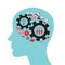 Infographics concept with head profile, brain, gears and business icons