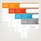 Infographics design template. Business concept with four options. Red, Blue, Orange, Grey colors.