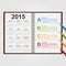 Infographics design template. Open notebook with calendar and schedule.