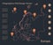 Infographics Europe map outline, flat design, color blue orange
