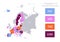 Infographics of European Union map, separates states whit names and islands