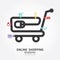 Infographics online shopping design diagram line style.