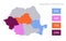 Infographics of Romania map, individual regions