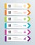 Infographics tab in horizontal paper arrow with 6 data template. Vector illustration abstract notebook background. Can be used for