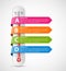 Infographics thermometer with multi-colored ribbons.