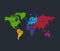 Infographics World map, flat design colors, with names of individual continents