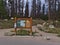 Information board at trailhead of popular Valley of the Five Lakes Trail in Jasper National Park, Rocky Mountains.