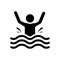 Information Drown Man Black Silhouette Icon. Caution Danger Risk Emergency Sinking Swim Glyph Pictogram. Accident Person