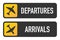 Information panel on the direction of arrivals and departures at airports on a white background.