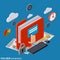 Information security, folder protection vector concept