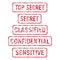 Information Security Top Secret, Secret, Classified, Confidential and Sensitive Stamps Distressed Isolated Vector Illustration