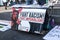 Information table with Fight Racism Banner at the Free Palestine Rally