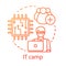 Information technology camp concept icon. Employment, recognition for young professionals idea thin line illustration