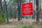 Informational plaque before entering the Russian forest: Warning: Special fire safety regime introduced Forbidden: vehicles enteri