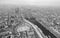 Infrared aerial view of Paris skyline and Seine river from the t