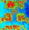 Infrared circuit board close up with microchips