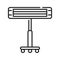 Infrared heater black line icon. Heats the room, standing on a metal stick. Pictogram for web page, mobile app, promo. UI UX GUI