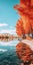 Infrared Landscape Wallpaper: Autumn Forest On Frozen Lake