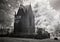 Infrared Photo of a Cemetery and Mausoleum