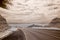 Infrared shot of badlands and road