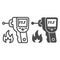 Infrared thermometer line and solid icon. Non-contact heat measure sensor device symbol, outline style pictogram on