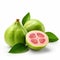 Infused Symbolism Figs And Guava On White Background - Detailed 8k Panorama Photography