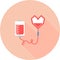 Infusion in circle icon with long shadows. Intravenous bag, blood, drip. Medical help concept. Vector illustration can be used for