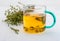 Infusion of thyme. Ingredient of Mediterranean cuisine and healing home remedy.