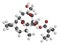 Ingenol mebutate (ingenol-3-angelate) actinic keratosis treatment drug molecule. Atoms are represented as spheres with