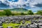 Ingleborough mountain with limestone pavement. Yorkshire Dales National Park