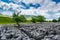 Ingleborough mountain with limestone pavement. Yorkshire Dales National Park