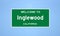 Inglewood, California city limit sign. Town sign from the USA.