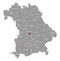 Ingolstadt city county red highlighted in map of Bavaria Germany