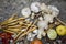 Ingredient Thai Food On Weave Background 6