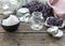 Ingredients for an aromatic, fragrant lavender bath salt