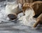 Ingredients for baking rye buns with poppy seeds