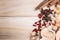 Ingredients for Chinese herbal soup on wooden background