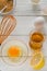 ingredients for cooking. Broken egg shells and oil.