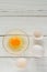 ingredients for cooking. Broken egg shells and oil.