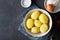 Ingredients for cooking Italian cuisine gnocchi - boiled potatoes, flour, egg and salt