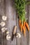 Ingredients for cooking: mushrooms, carrots and garlic