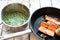 Ingredients for cooking Spinach soup with carrot