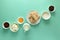 Ingredients for cooking tiramisu: sponge fingers cookies Savoiardi, Ladyfinger, biscuit, mascarpone, cream, sugar, cocoa, coffee