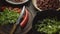 Ingredients for fajita and a knife on a cutting board. Video