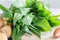 Ingredients for gnocchi with wild garlic