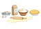 Ingredients for homemade bakery. Bakery set vector illustration.
