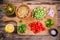 Ingredients for homemade tabbouleh salad
