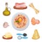 Ingredients For Italian Pasta Preparation Vector Illustrated Set.
