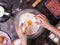 Ingredients for maet pies or dumplings on a metal tray